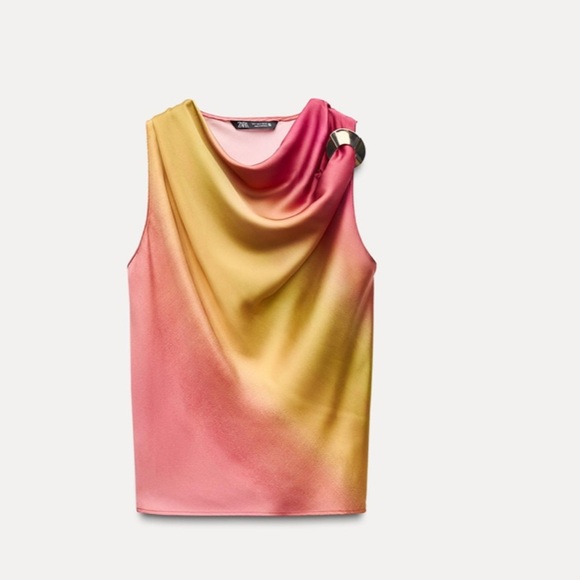 ZARA Satin Effect Print Top – Size M – Brand New with Tag - Picture 1 of 10